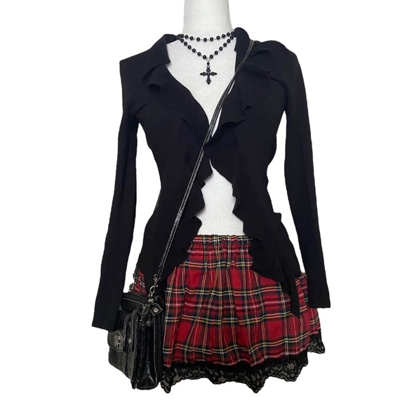 Talbots Black Ruffle Cardigan - Picture 2 of 4